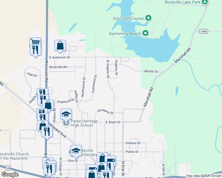 map of restaurants, bars, coffee shops, grocery stores, and more near 1001 North Virginia Street in Rockville