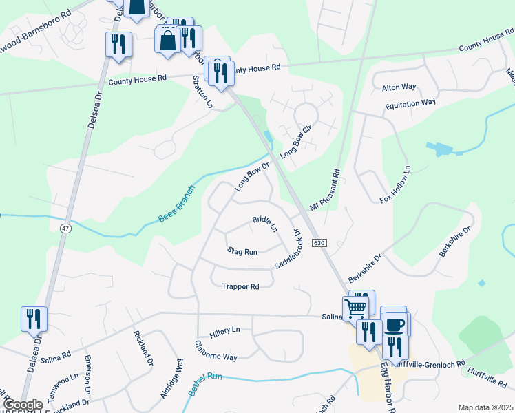 map of restaurants, bars, coffee shops, grocery stores, and more near 16 Saddlebrook Drive in Washington Township