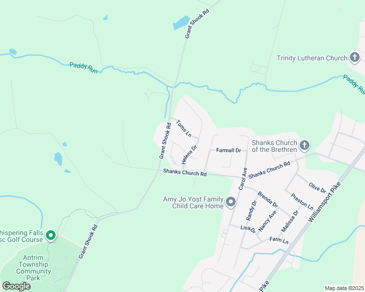 map of restaurants, bars, coffee shops, grocery stores, and more near Shook Court East in Greencastle