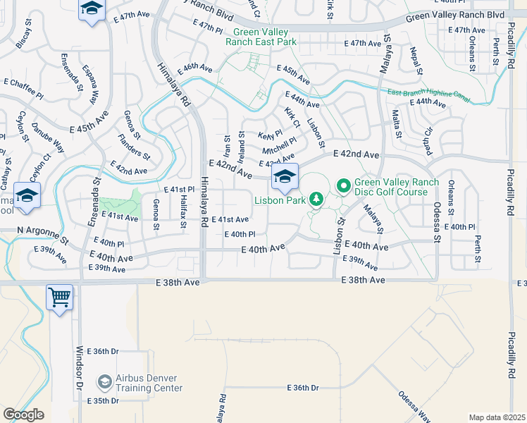 map of restaurants, bars, coffee shops, grocery stores, and more near 4085 Jericho Street in Denver