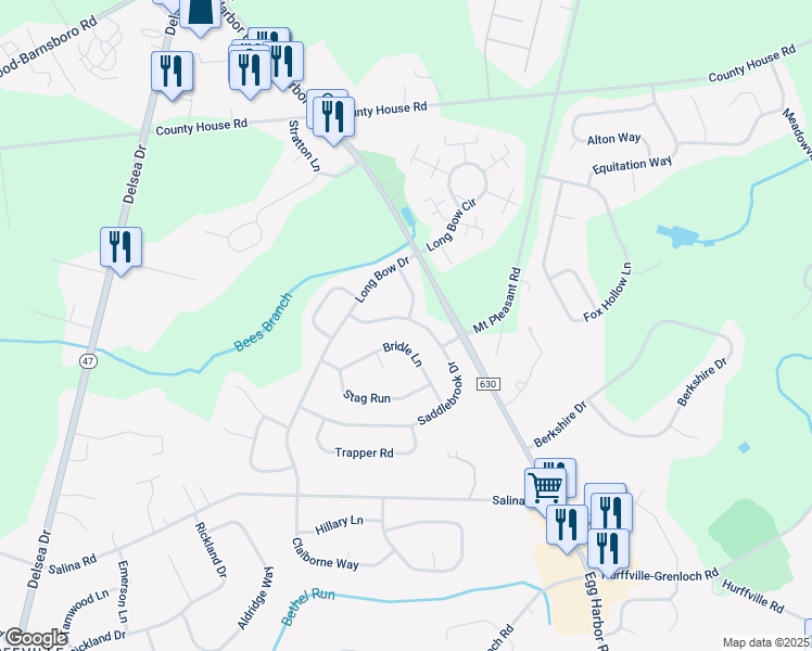 map of restaurants, bars, coffee shops, grocery stores, and more near 16 Saddlebrook Drive in Washington Township