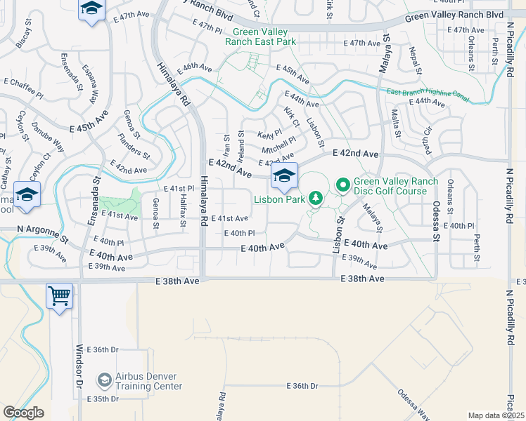 map of restaurants, bars, coffee shops, grocery stores, and more near 4085 Jericho Street in Denver