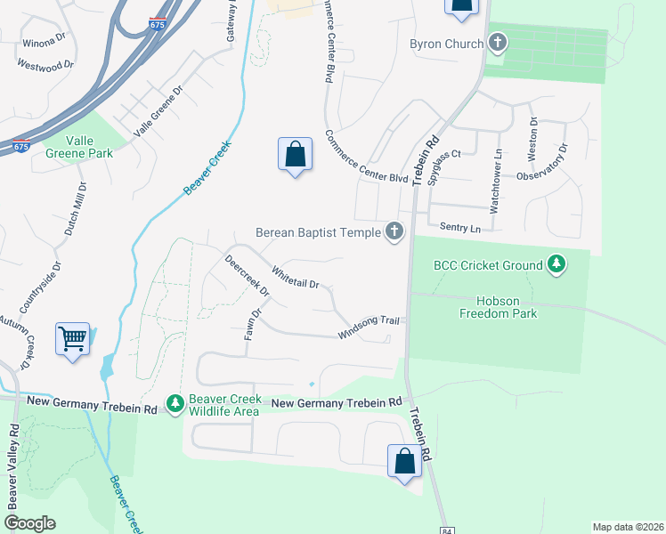map of restaurants, bars, coffee shops, grocery stores, and more near 1156 Mistygate Dr in Fairborn