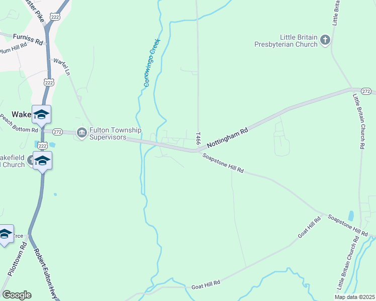map of restaurants, bars, coffee shops, grocery stores, and more near 707 Nottingham Road in Peach Bottom
