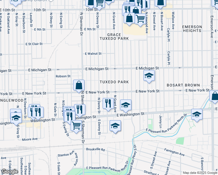 map of restaurants, bars, coffee shops, grocery stores, and more near 313 North Chester Avenue in Indianapolis