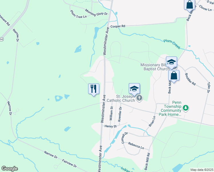 map of restaurants, bars, coffee shops, grocery stores, and more near 910 Westminster Avenue in Hanover