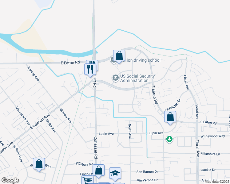 map of restaurants, bars, coffee shops, grocery stores, and more near 1367 East Lassen Avenue in Chico