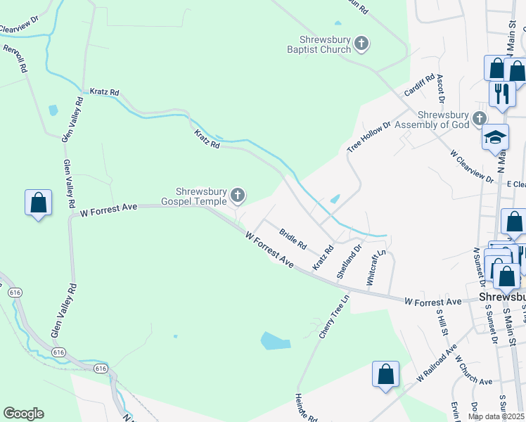 map of restaurants, bars, coffee shops, grocery stores, and more near 8 Morgan Drive in Shrewsbury