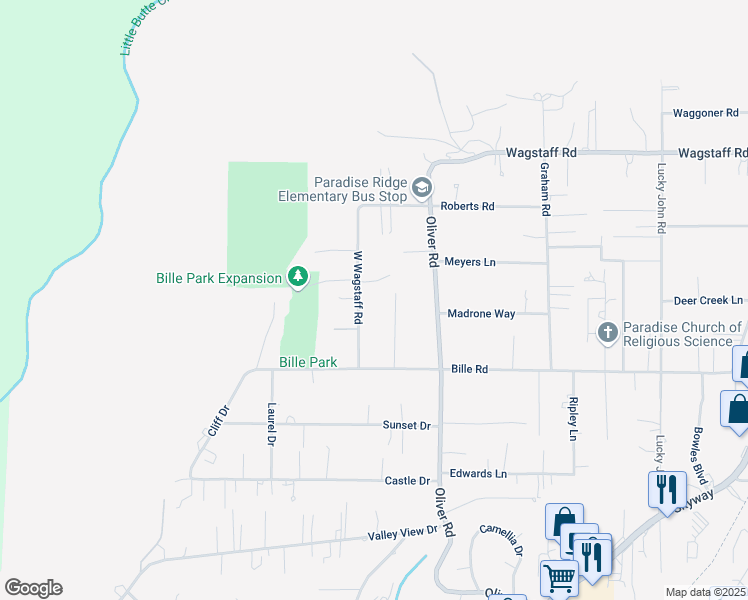 map of restaurants, bars, coffee shops, grocery stores, and more near 6234 West Wagstaff Road in Paradise