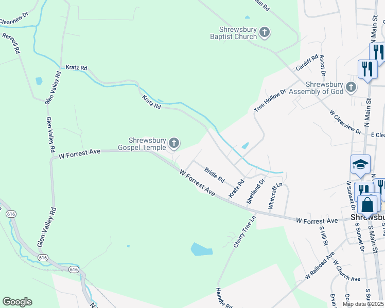 map of restaurants, bars, coffee shops, grocery stores, and more near 8 Morgan Drive in Shrewsbury