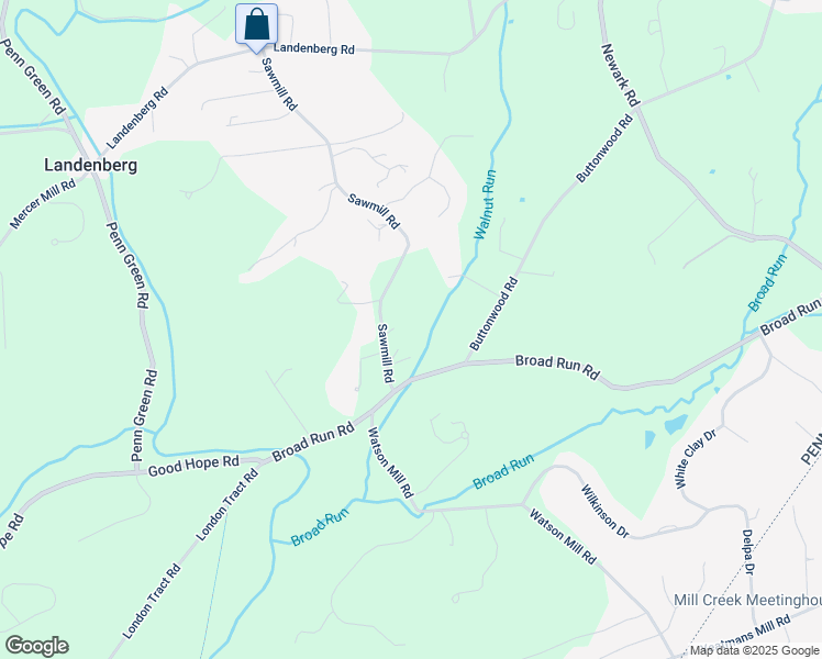 map of restaurants, bars, coffee shops, grocery stores, and more near 107 Sawmill Road in Landenberg
