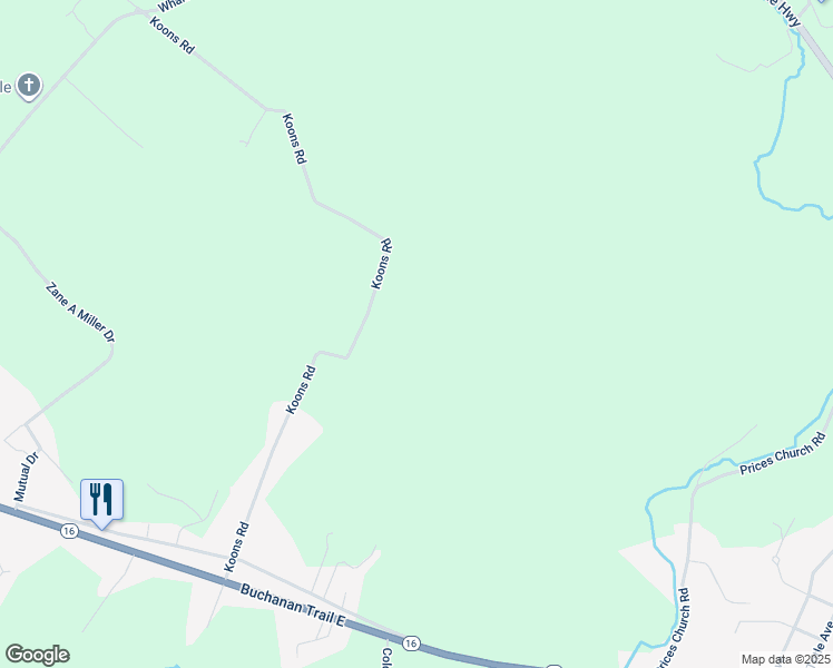 map of restaurants, bars, coffee shops, grocery stores, and more near 11460 Koons Road in Waynesboro