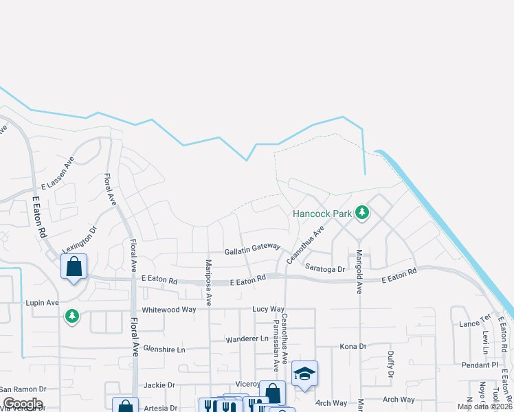 map of restaurants, bars, coffee shops, grocery stores, and more near 3147 Rae Creek Drive in Chico