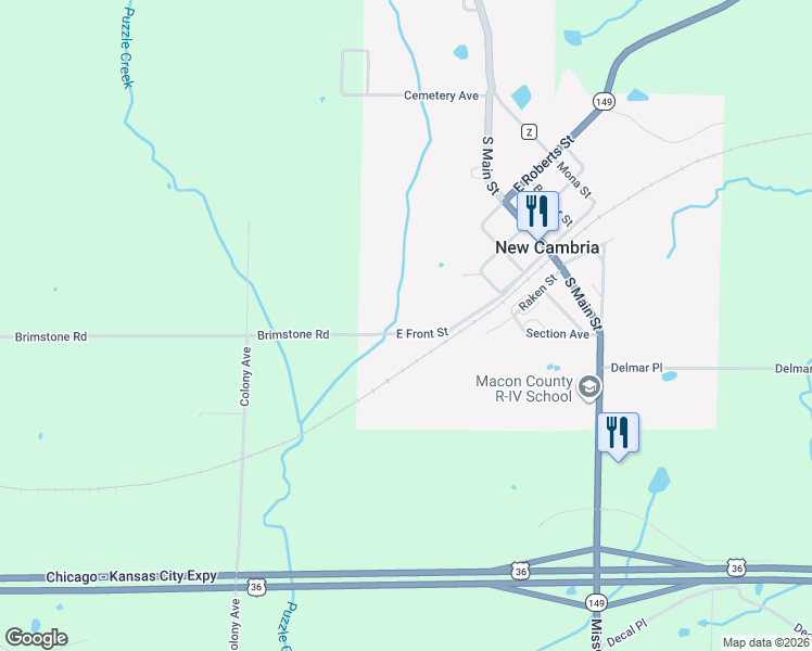 map of restaurants, bars, coffee shops, grocery stores, and more near 219 East Front Street in New Cambria