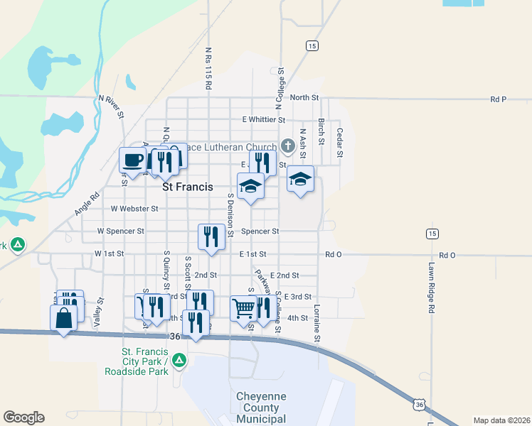 map of restaurants, bars, coffee shops, grocery stores, and more near 251-299 College Street in Saint Francis