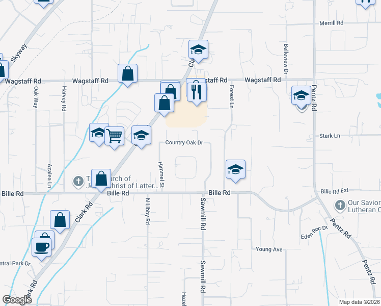 map of restaurants, bars, coffee shops, grocery stores, and more near 6298 Lancaster Drive in Paradise