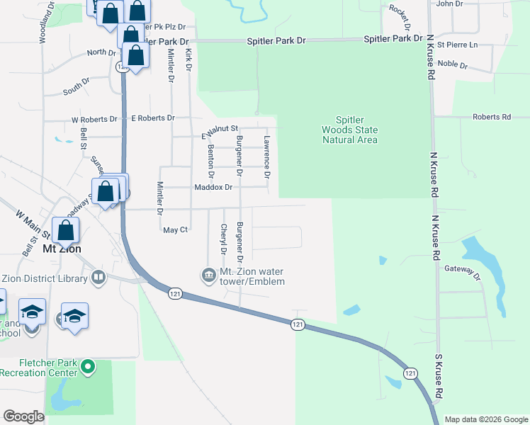 map of restaurants, bars, coffee shops, grocery stores, and more near 685 Pearl Court in Mount Zion
