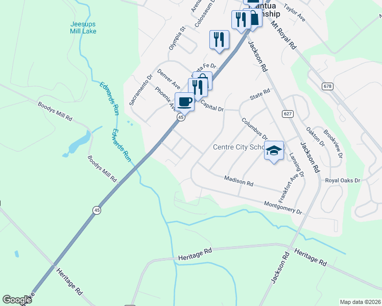 map of restaurants, bars, coffee shops, grocery stores, and more near 617 Sherwood Place in Gloucester County