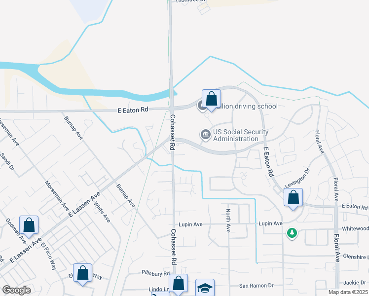 map of restaurants, bars, coffee shops, grocery stores, and more near 1351 East Lassen Avenue in Chico