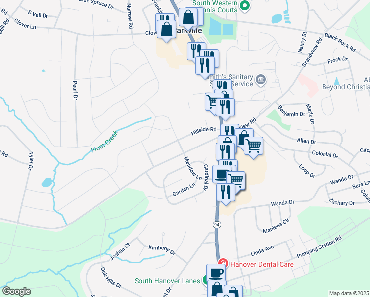 map of restaurants, bars, coffee shops, grocery stores, and more near 4073 Grandview Road in Hanover