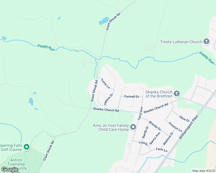 map of restaurants, bars, coffee shops, grocery stores, and more near 265 Toms Lane in Greencastle