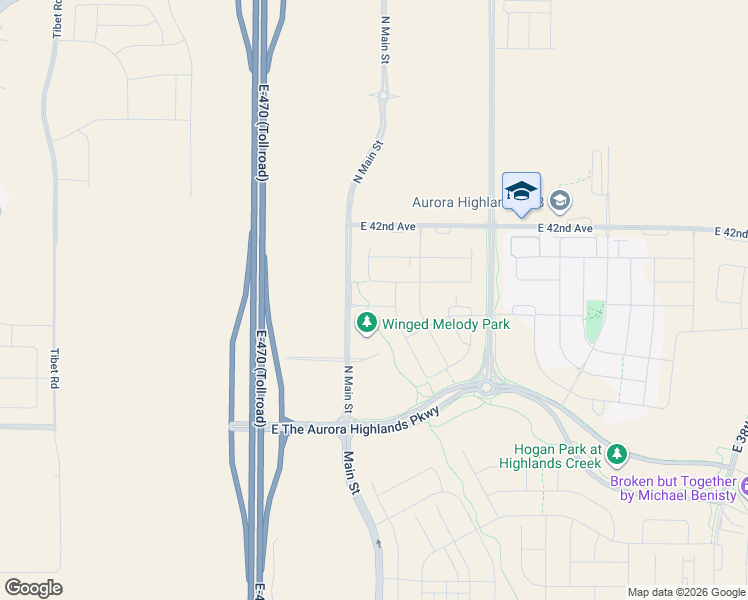 map of restaurants, bars, coffee shops, grocery stores, and more near 23700 East 42nd Avenue in Aurora