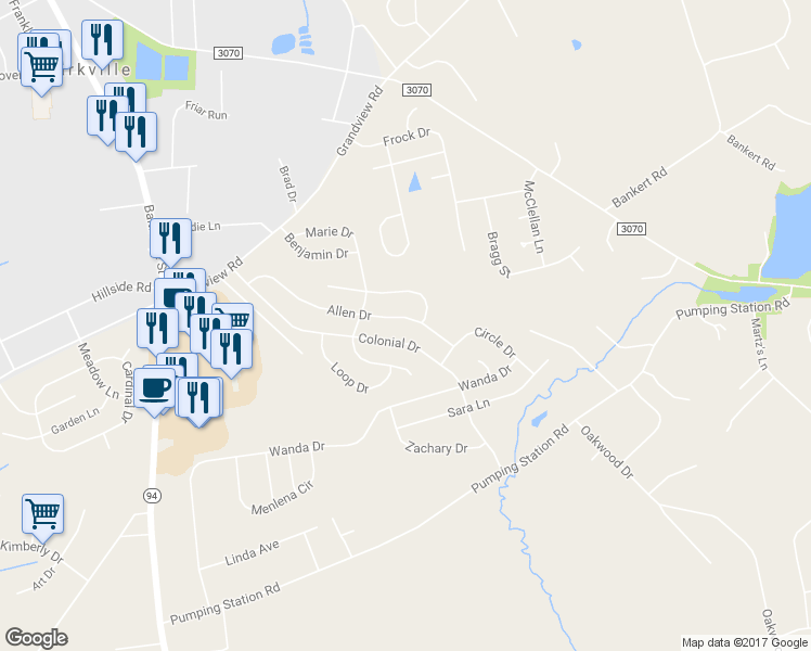 map of restaurants, bars, coffee shops, grocery stores, and more near 51 Allen Drive in Hanover