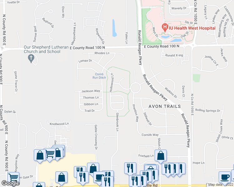 map of restaurants, bars, coffee shops, grocery stores, and more near 9914 Cedarstone Lane in Avon