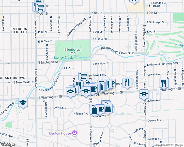 map of restaurants, bars, coffee shops, grocery stores, and more near 328 North Layman Avenue in Indianapolis