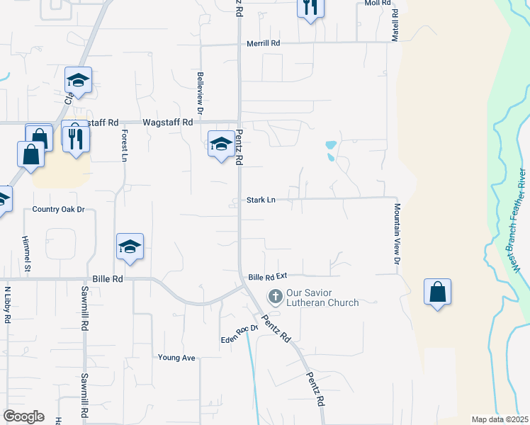 map of restaurants, bars, coffee shops, grocery stores, and more near 1761 Silverthorne Lane in Paradise