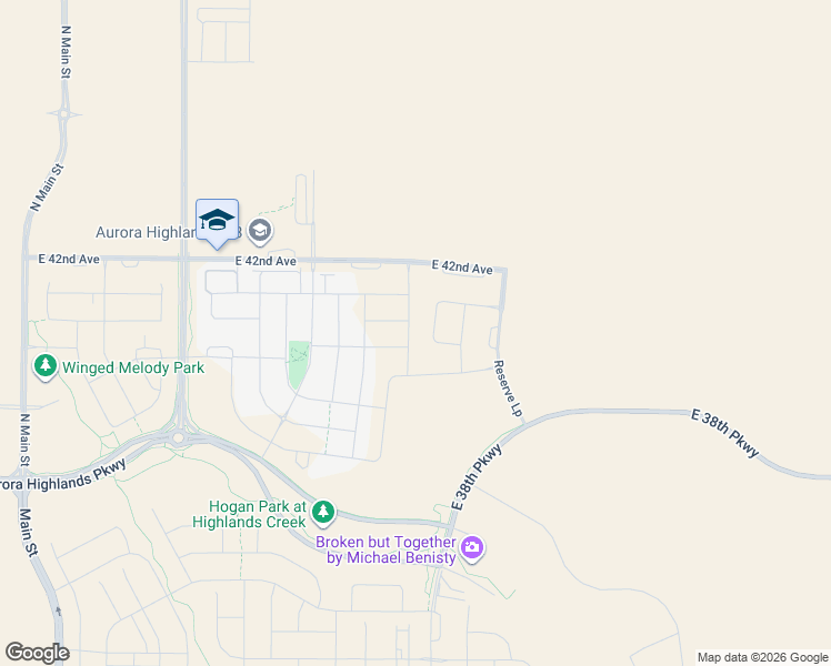 map of restaurants, bars, coffee shops, grocery stores, and more near Harvest Road in Aurora