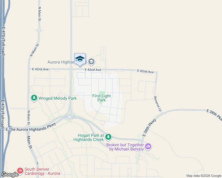 map of restaurants, bars, coffee shops, grocery stores, and more near Harvest Road in Aurora