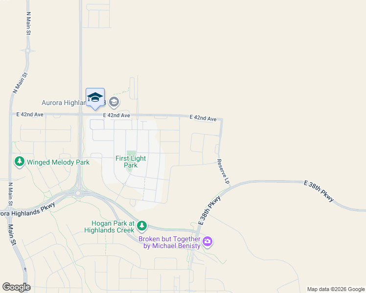 map of restaurants, bars, coffee shops, grocery stores, and more near Harvest Road in Aurora