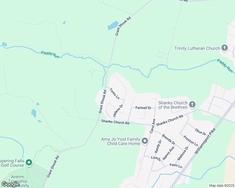 map of restaurants, bars, coffee shops, grocery stores, and more near 265 Toms Lane in Greencastle