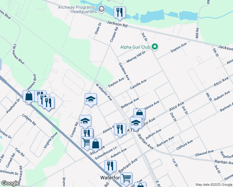 map of restaurants, bars, coffee shops, grocery stores, and more near 2231 Camilla Avenue in Atco