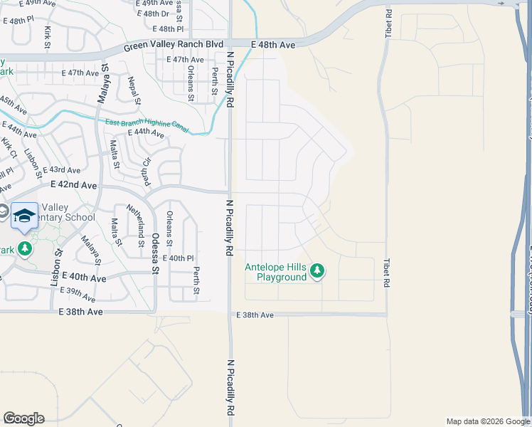 map of restaurants, bars, coffee shops, grocery stores, and more near 3804-4086 Picadilly Road in Denver