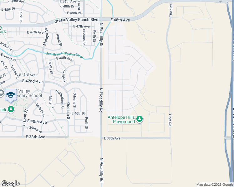 map of restaurants, bars, coffee shops, grocery stores, and more near 3804-4086 Picadilly Road in Denver