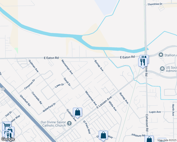 map of restaurants, bars, coffee shops, grocery stores, and more near 893 Netters Circle in Chico