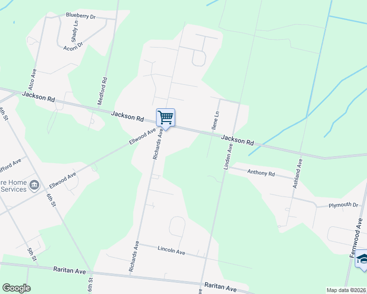 map of restaurants, bars, coffee shops, grocery stores, and more near 687 Jackson Road in Waterford