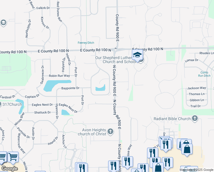 map of restaurants, bars, coffee shops, grocery stores, and more near 782 Carolina Way in Avon