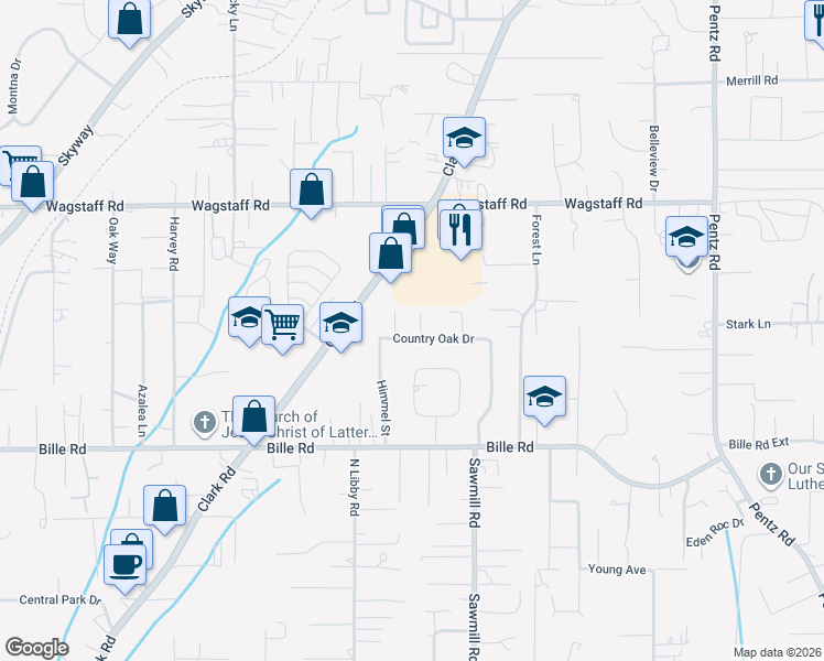 map of restaurants, bars, coffee shops, grocery stores, and more near 6269 Mountain Meadow Court in Paradise