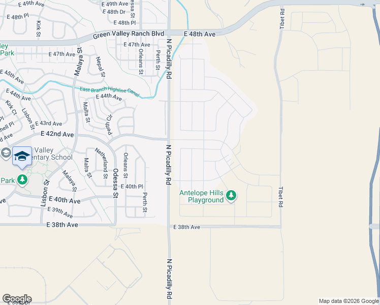 map of restaurants, bars, coffee shops, grocery stores, and more near 3804-4086 Picadilly Road in Denver