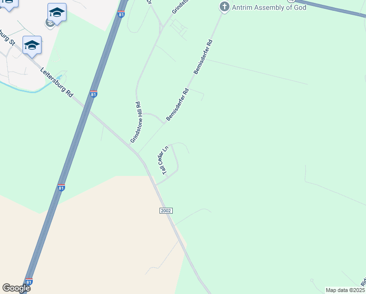 map of restaurants, bars, coffee shops, grocery stores, and more near 459 Tall Cedar Lane in Greencastle