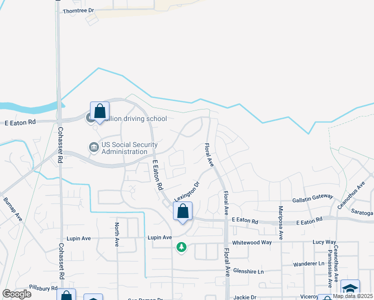 map of restaurants, bars, coffee shops, grocery stores, and more near 9 Avante Way in Chico