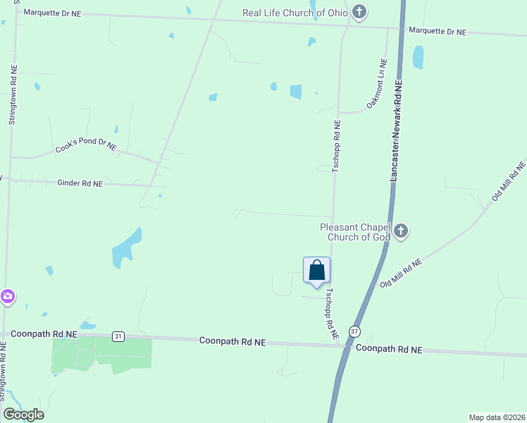 map of restaurants, bars, coffee shops, grocery stores, and more near 3401 Tschopp Road Northeast in Lancaster