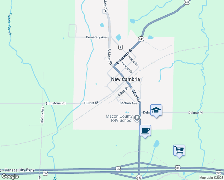 map of restaurants, bars, coffee shops, grocery stores, and more near 219 East Front Street in New Cambria
