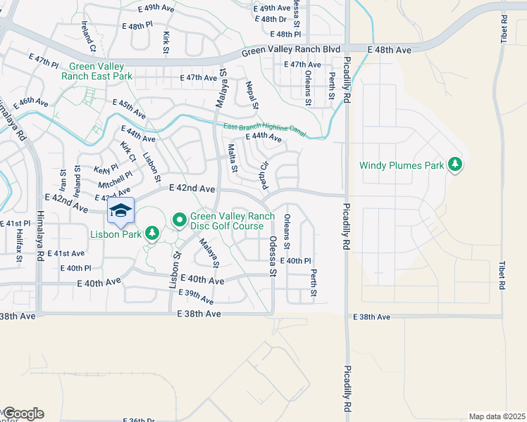 map of restaurants, bars, coffee shops, grocery stores, and more near 4167 Odessa Street in Denver