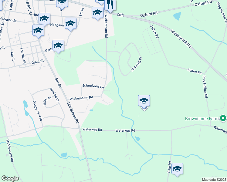 map of restaurants, bars, coffee shops, grocery stores, and more near 205 Wickersham Rd in Oxford
