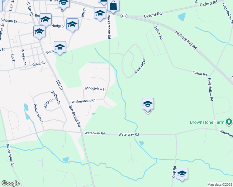 map of restaurants, bars, coffee shops, grocery stores, and more near 205 Wickersham Rd in Oxford