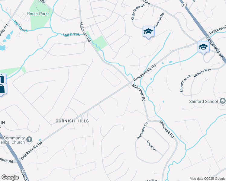 map of restaurants, bars, coffee shops, grocery stores, and more near 1736 Brackenville Road in Hockessin
